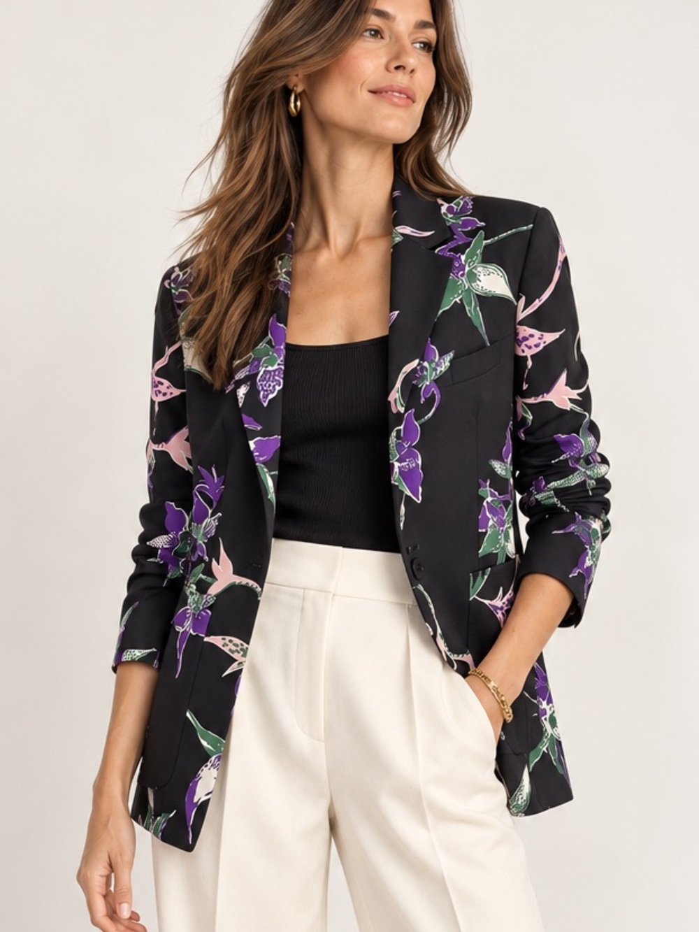 La DoubleJ x Mantero Floral 24/7 Blazer Jacket Black Orchid Print Italy Size Med